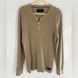 Abercrombie & Fitch Tan Long Sleeve Henley Shirt